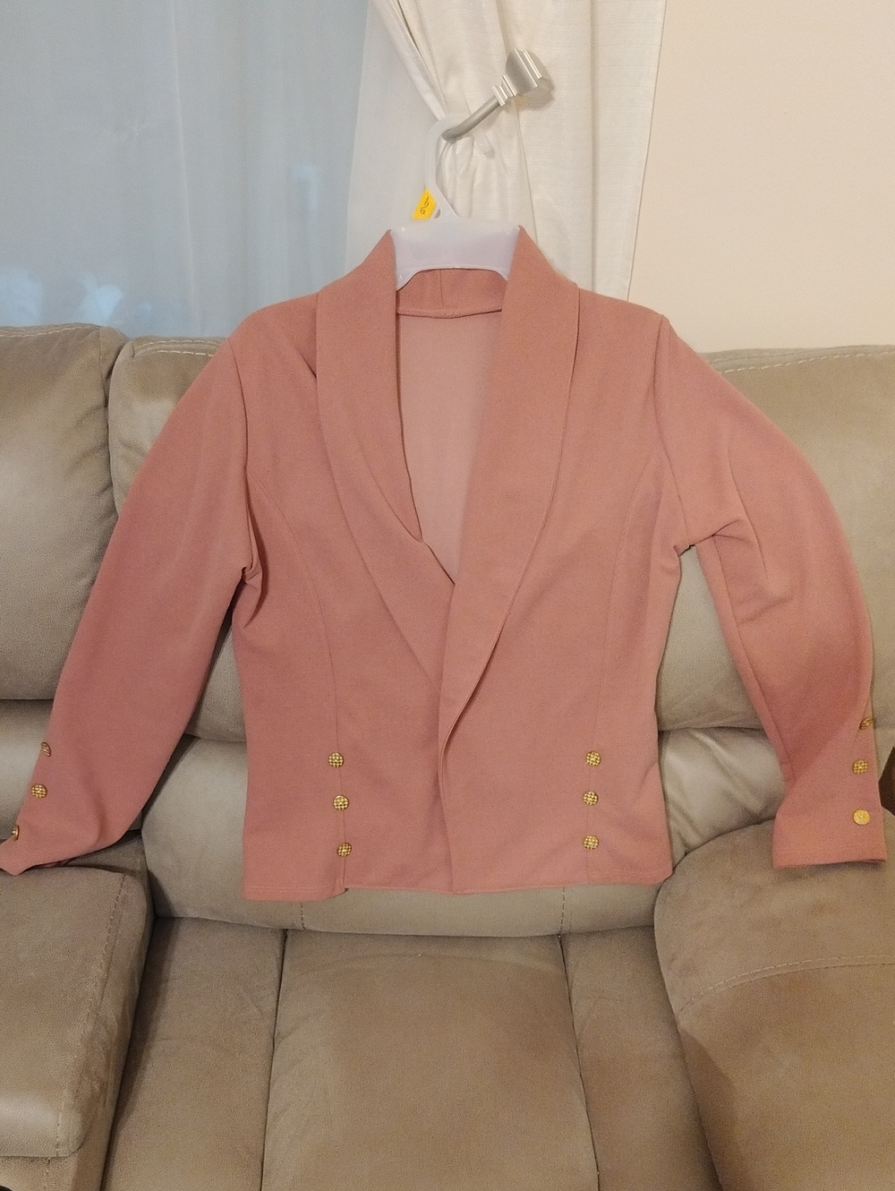 Women's Blush Pink Shawl Collar Blazer Jacket